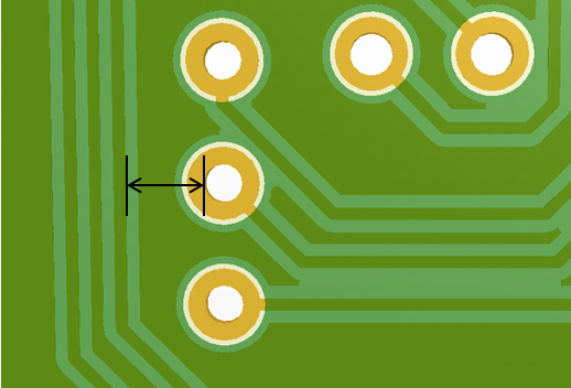 via/plated holes and trace